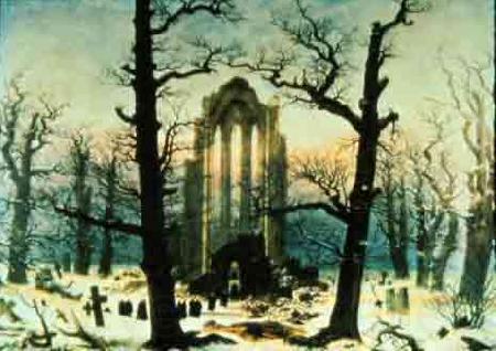 Caspar David Friedrich Cloister Cemetery in the Snow Norge oil painting art